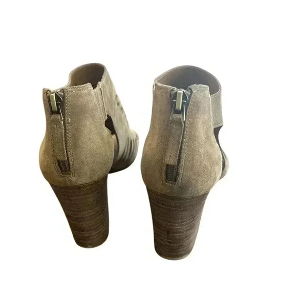 Women's Franco Sarto Janice Sandal Heels Size 8.5 Leather Open Toe Zip - Picture 3 of 8